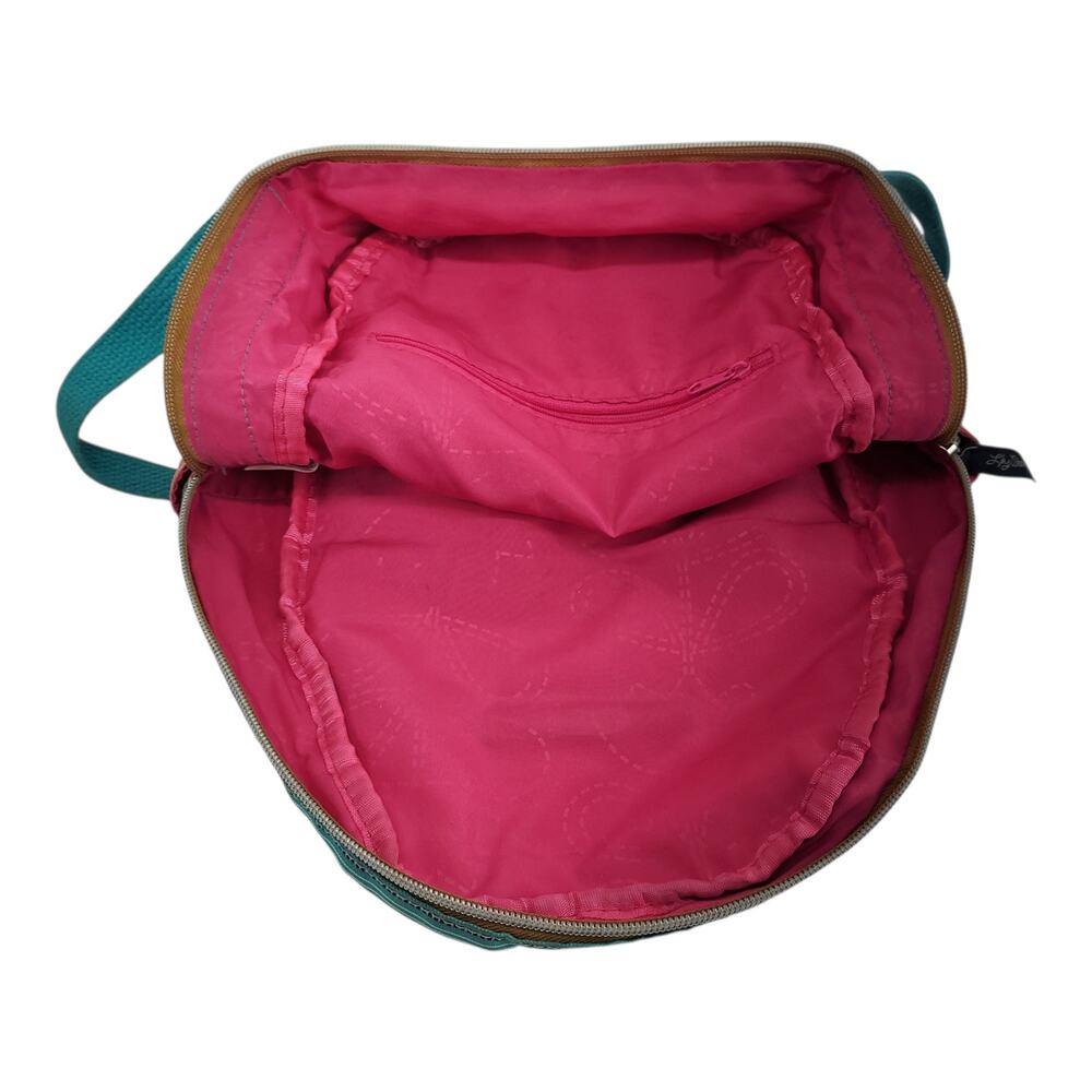 Lily Bloom Mini Backpack Purse Colorful Stripe Crossbody Bag Vegan Leather Trim - Picture 3 of 8
